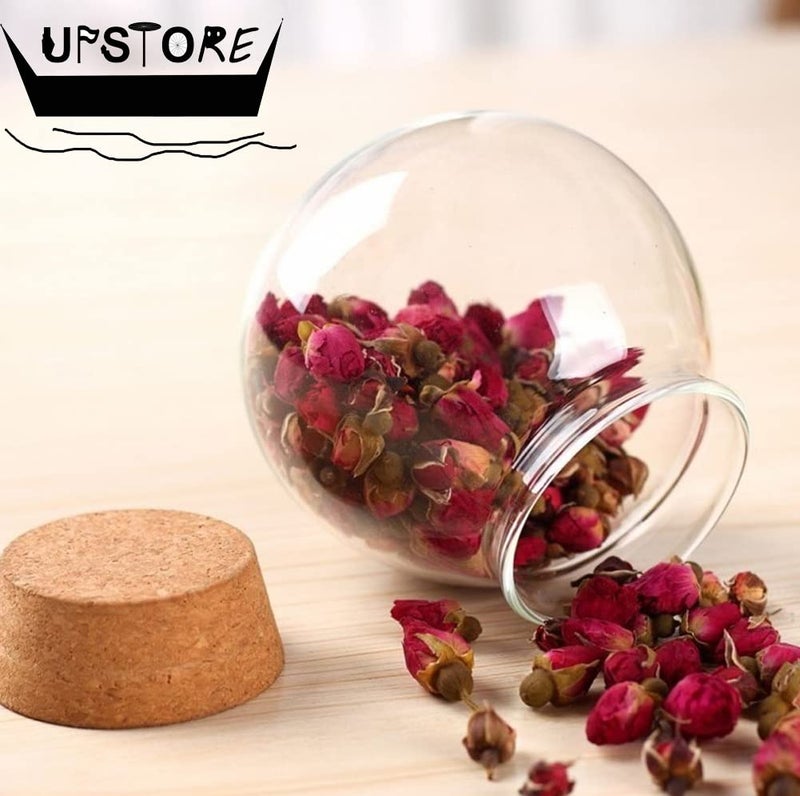 UPSTORE 1PCS 500G/17oz Cear Empty Round Large Capacity Sealed Glass Bottles Vial Jars Packing Storage Hoder Containers with Wood Cork Stopper for Make up Cosmetics Spice Food Snack Tea and More - Image 5